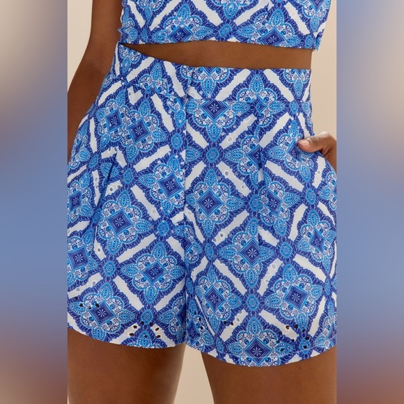 NWT Blue Rain Francescas Ava Kaleidoscope Print Trouser Shorts Blue Vacation M - Picture 2 of 15